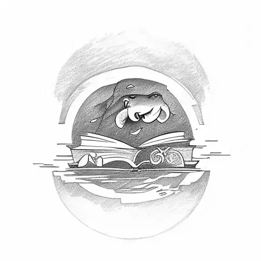 A Sketch-style Tattoo Of A Teacher Holding A Book With The Seine River Flowing Through The Pages