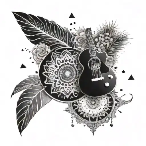 An Intricate Mandala Design Incorporating Elements Of A Beach And Music