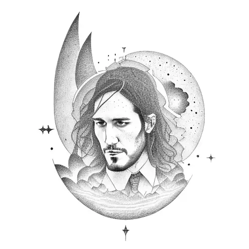 John Frusciante Playing Guitar With A Celestial Backdrop