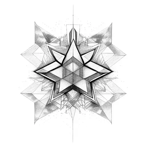 Abstract Star With Grunge Long Lines