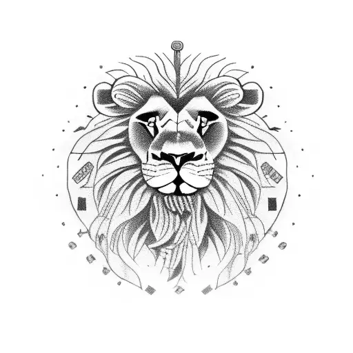 Lion Head With Roses Broken Old Watch Number 13 As Card