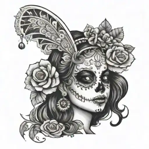 Incorporate Elements Of Traditional Mexican Folk Art Into A Day Of The Dead Girl