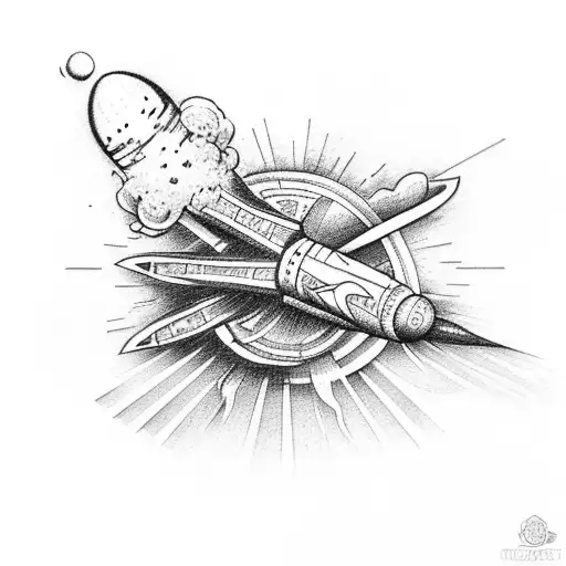 A Rocket Launching From A Gothic Cathedral