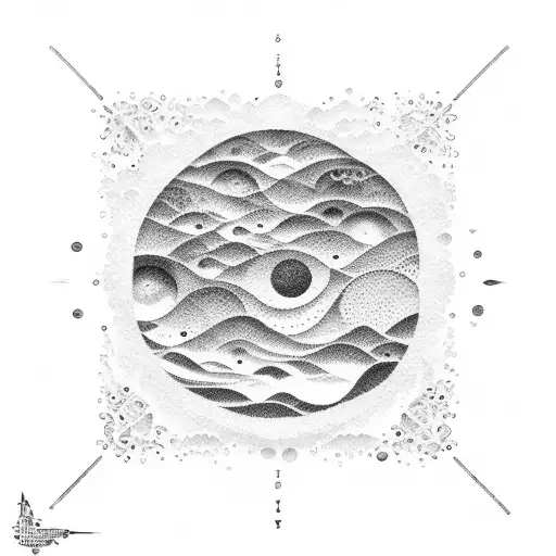 An Ocean Waves Made On Moons Inside A Square