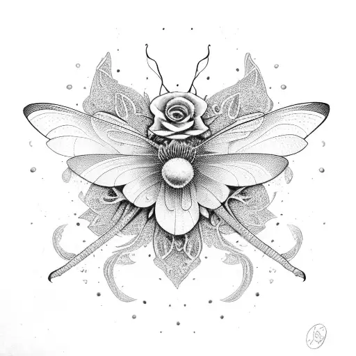 Flower With Dragonfly