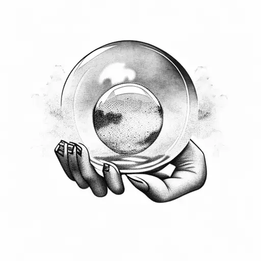 Hands Holding Crystal Ball With Smoke Background