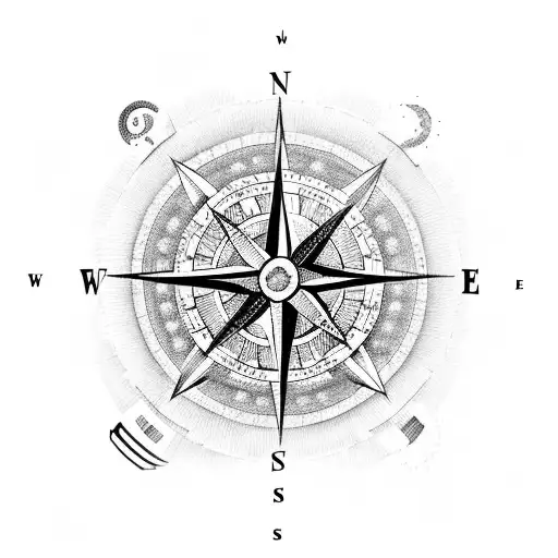 A Compass Surrounded By Various Symbols Representing Different Philosophical Concepts