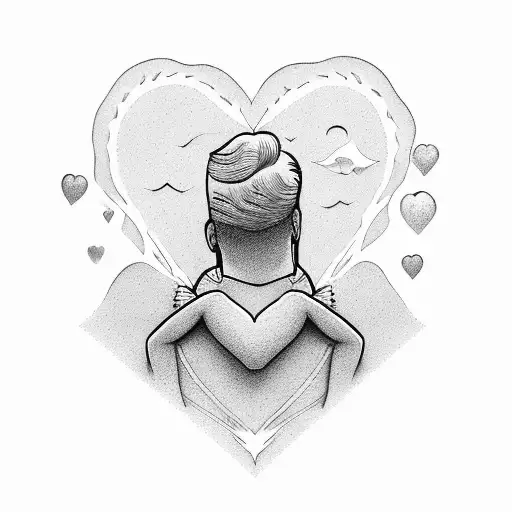 Man And Woman Hugging At Beach Surrounded By 5 Hearts