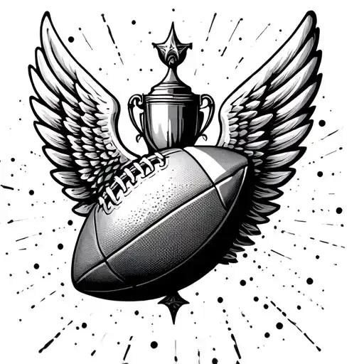 Football Ball Wings And Trophy