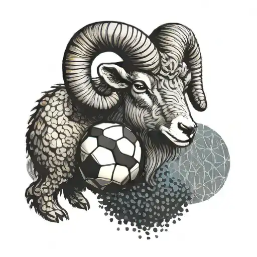 A Ram With A Soccer Ball Pattern In Its Fur