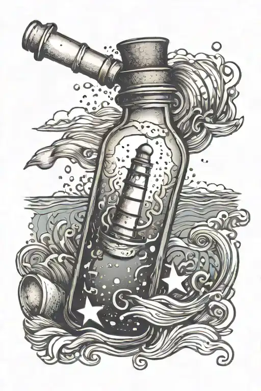 Message In A Bottle With A Choppy Ocean