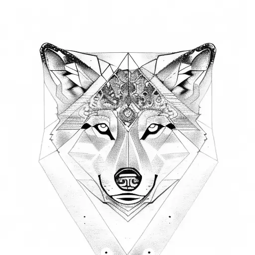 Paw With Wolf Face Geometric