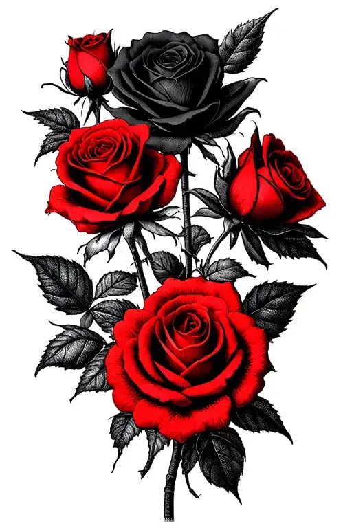 Lots Of Black And Red Roses