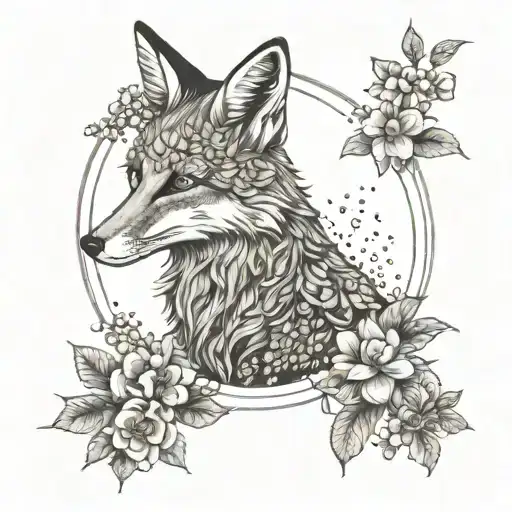 Fox Frames With Flowers Intertwined