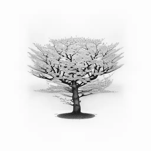 A Beautiful Life-like Portrait Of A Cherry Blossom Tree With Musical Notes As Its Petals