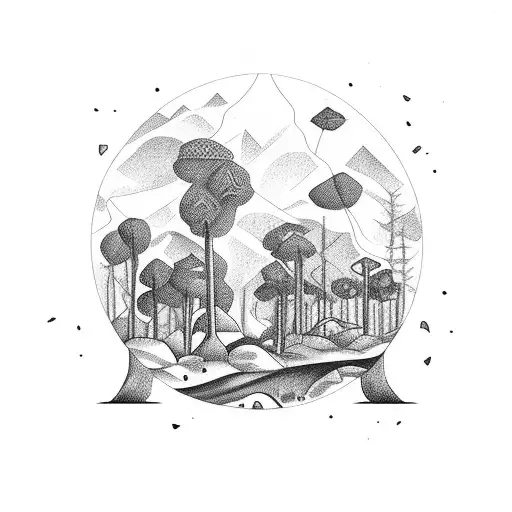 Brazilian Rainforest Landscape With A Football Hidden Among The Trees