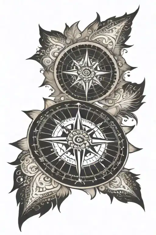Polynesian Tatoo Compass Surrounded