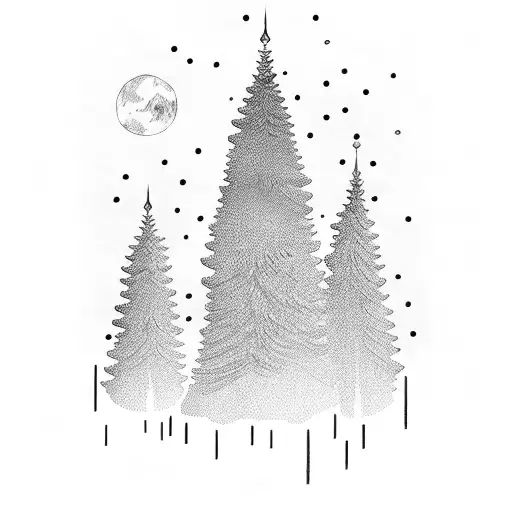 One Tall Pine Tree And One Short Pine Tree