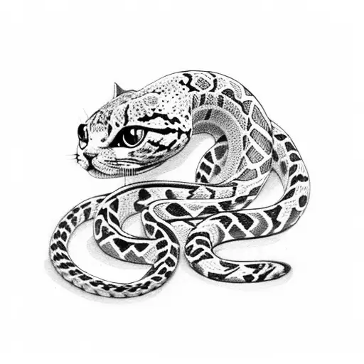 Cute Snake And Cute Cat Friends