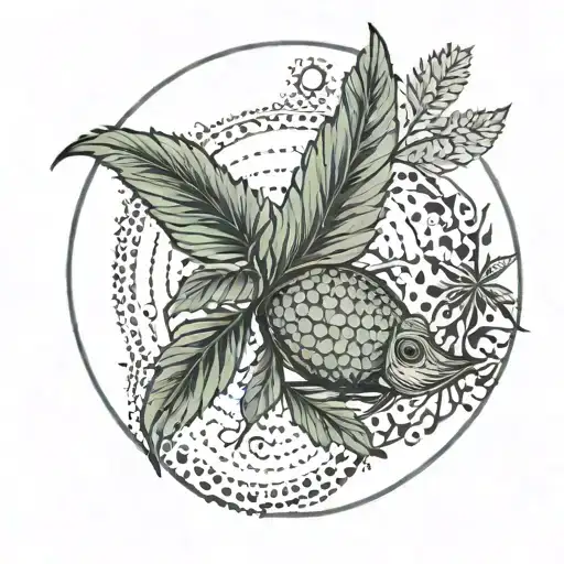 A Discus With A Marijuana Leaf Pattern In The Center