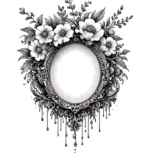 Sofisticated Vintage Floral Frame Dripping Downwards