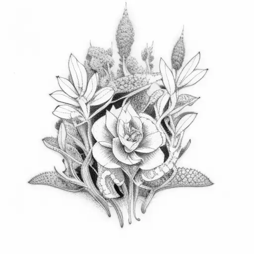 Wild Sage Sprig In Black And White