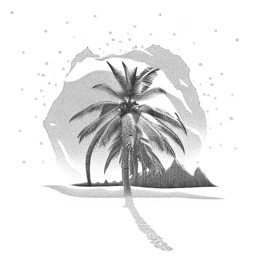 Palm Tree Around Pile Of Snow