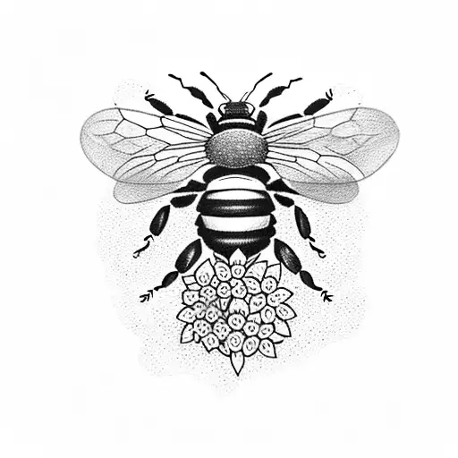 Bee With Flowers Around