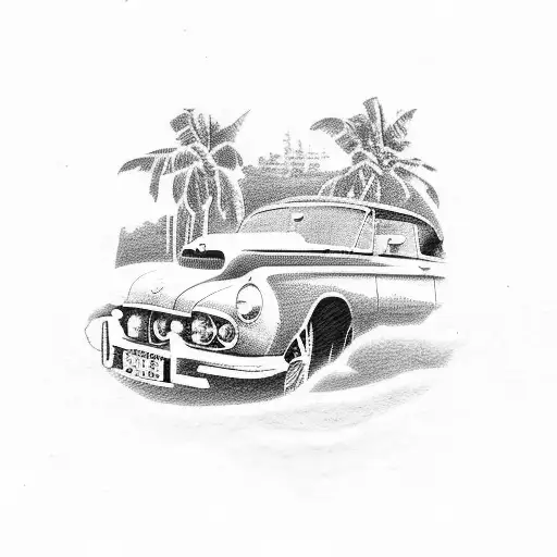 A Vintage Car Driving Through A Coffee Plantation