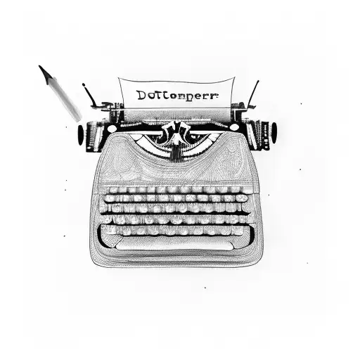 A Typewriter With Abstract Drawings Coming Out Of The Paper