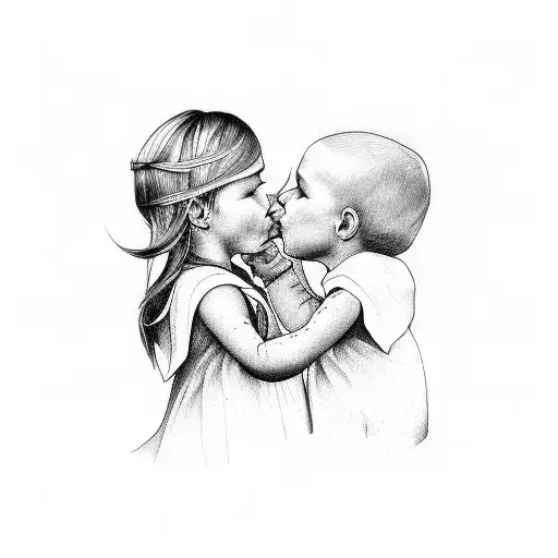 Two Children Kiss