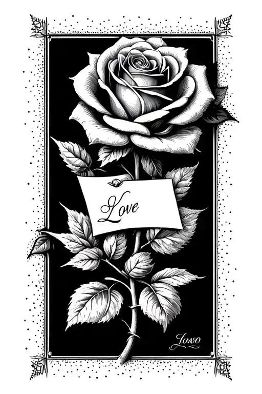 Rose Tattoo With Love Letter Written Inside Surrounded