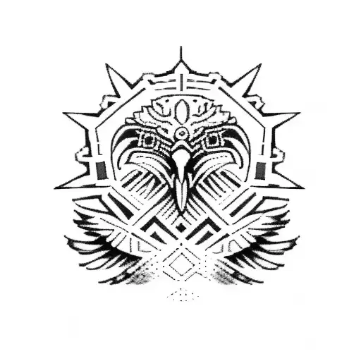 Aztec Calendar With A Family Of Eagles Flying