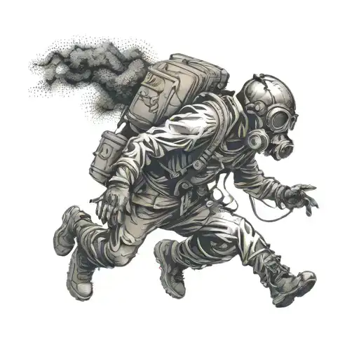 Full Body Stalker In The Dark With Gas Mask