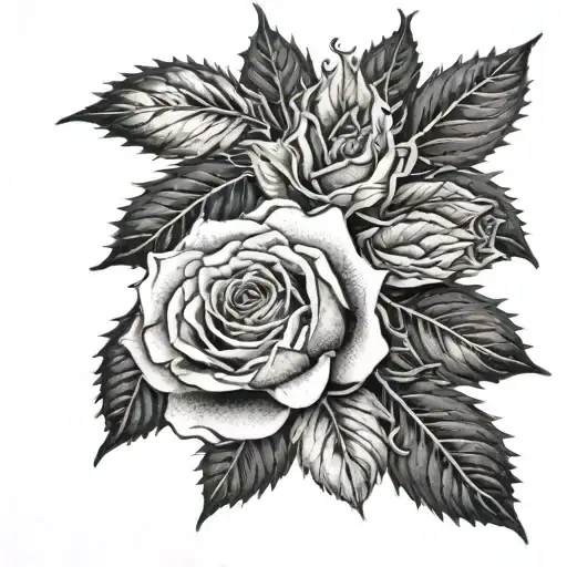 Olive Hazel Holly Leaves Rose Harley Davidson