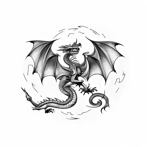 Dragon Surrounding A Circle For Phrases