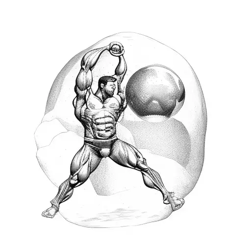 A Muscular Man Struggling To Hold Up The World On Top Of A Leaking Hourglass