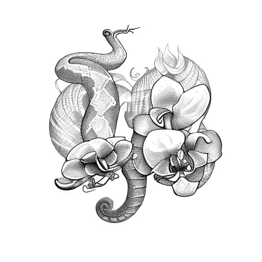 Snake Around A Orchid