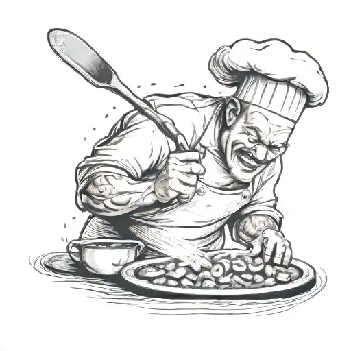 An Angry Chef Cooking With Intense Passion And Motivation