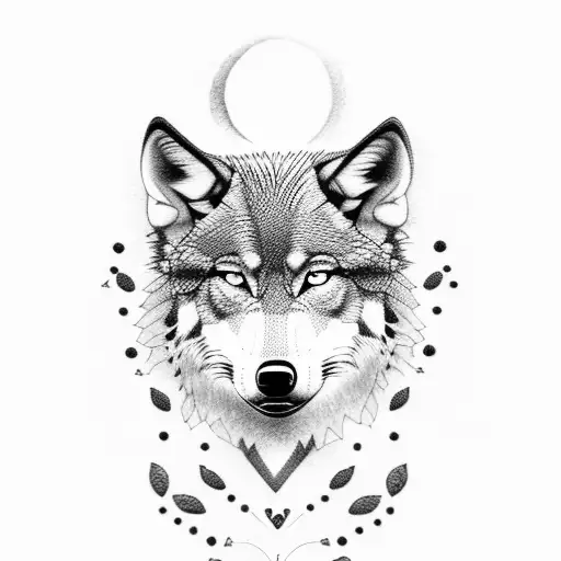 Dotwork Tattoo Of A Philosophical Quote Hidden Within A Wolf's Fur Pattern