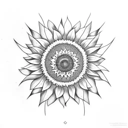 Sunflower With Geometric Pattern