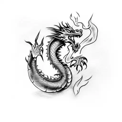 Dragon Blowing Fire Around Arm