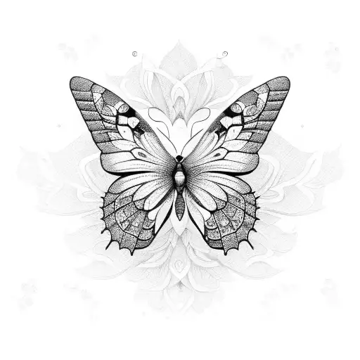 A Beautiful Butterfly Surrounded By Intricate Floral Patterns