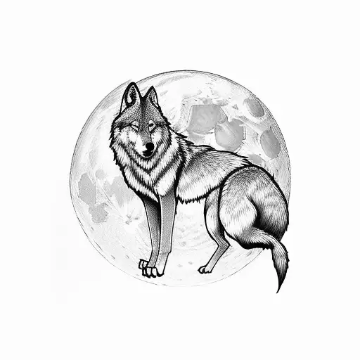 Sigma Full Body Wolf Silhouette In A Full Moon