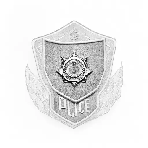 Police Badge Surrounded By Hiking Gear