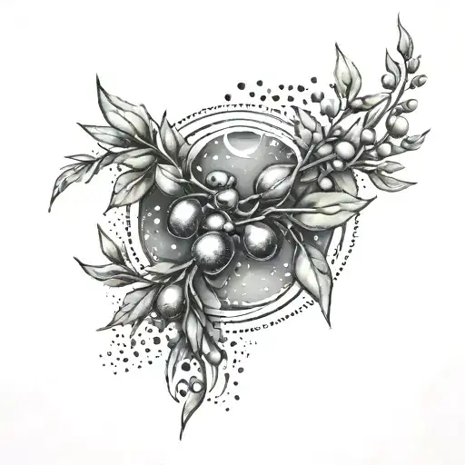 Olive Branch And Waterfall Intertwined With Celestial-inspired Quartz Designs