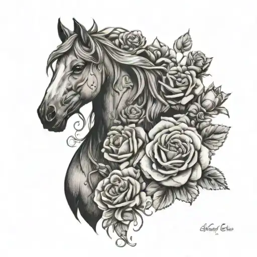 Horse And Roses