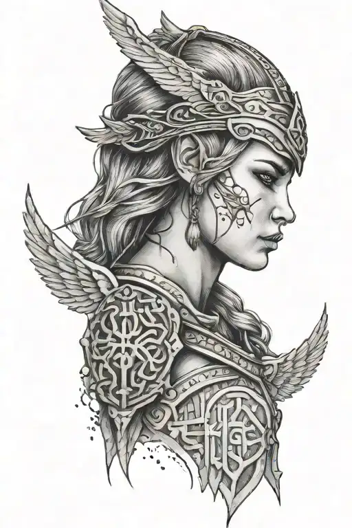 Valkyrie On The Forearm With Runes