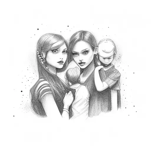 Famiy With 2 Girls And Wife