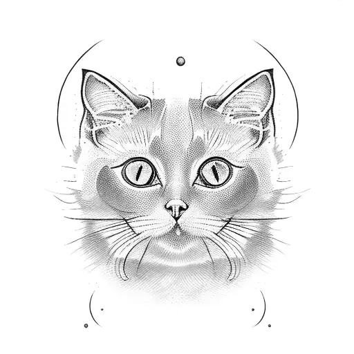 A White Siamese Cat And A Black Scottish Fold Cat With Moon